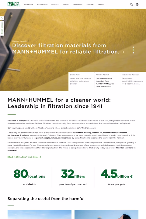 Mann-Hummel-Purolator-Filters Homepage 1440px
