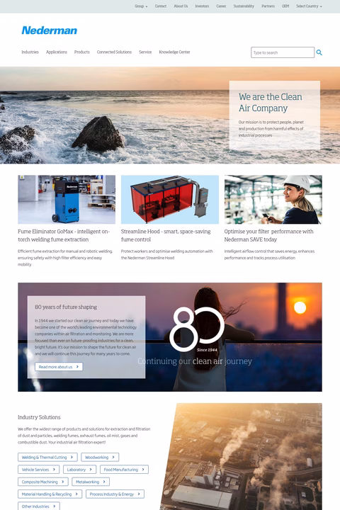 Nederman Homepage 1440px