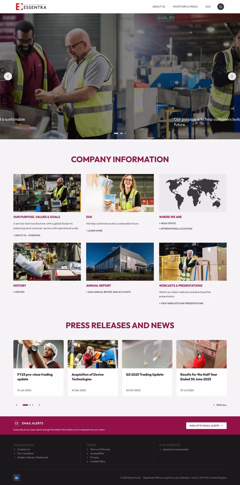 Essentra Homepage 1440px