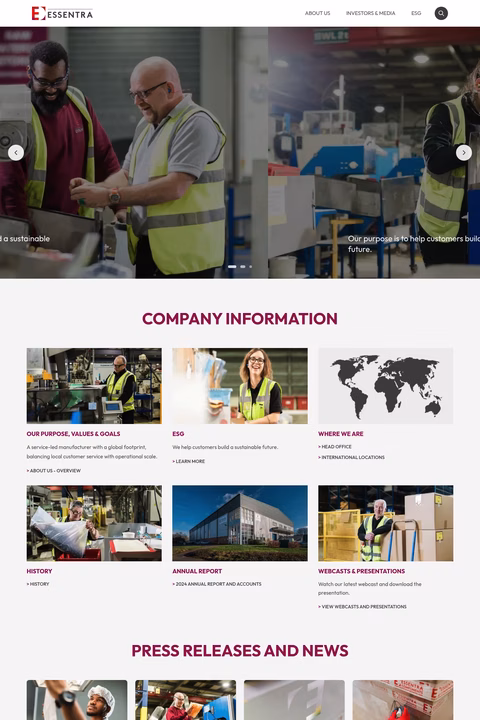 Essentra Homepage 1440px