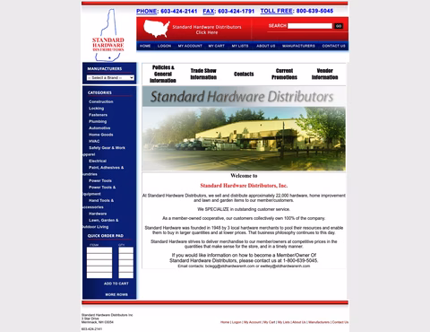 Standard-Hardware-Distributors Homepage 1440px