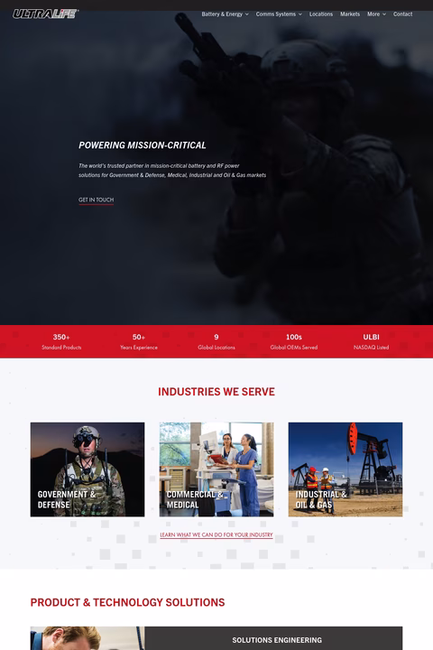 Ultralife-Corporation Homepage 1440px