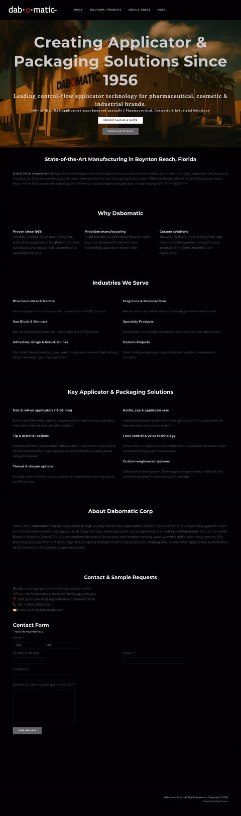 Dab-O-Matic-Corporation Homepage 1440px