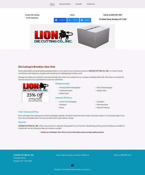 Lion-Die-Cutting-Company Homepage 1440px