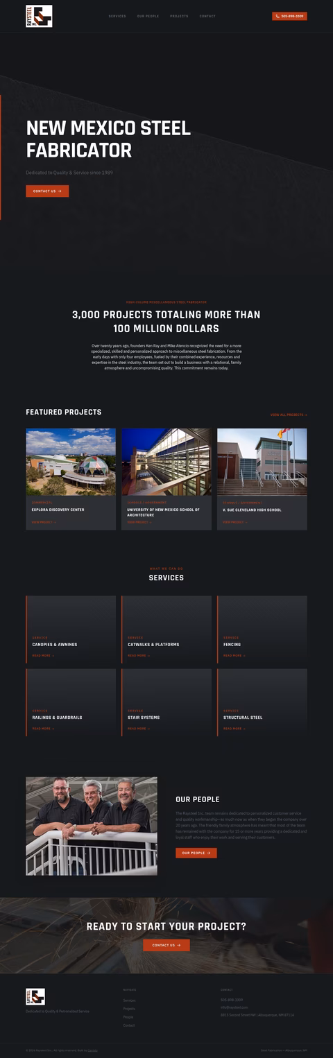 Raysteel Homepage 1440px