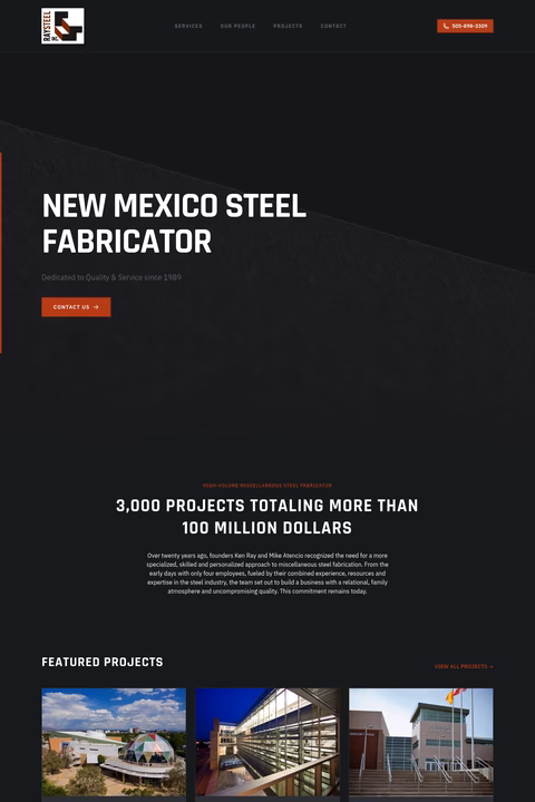 Raysteel Homepage 1440px