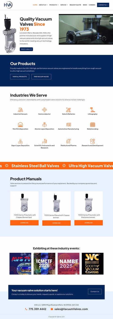 Hva-Vacuum-Valves Homepage 1440px