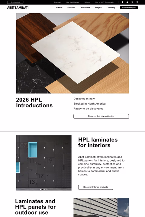 Abet-Laminati Homepage 1440px