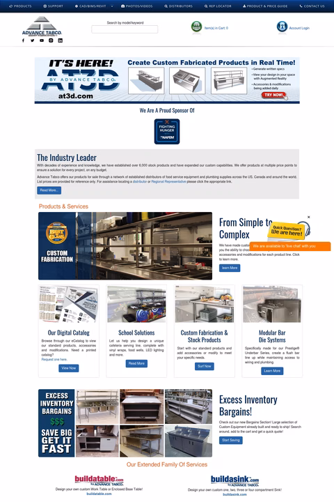 Advance-Tabco Homepage 1440px