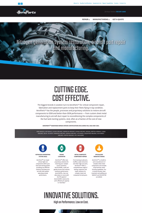 Aeroparts-Manufacturing-And-Repair Homepage 1440px