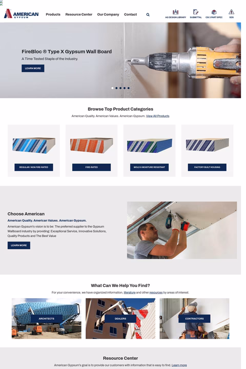 American-Gypsum Homepage 1440px
