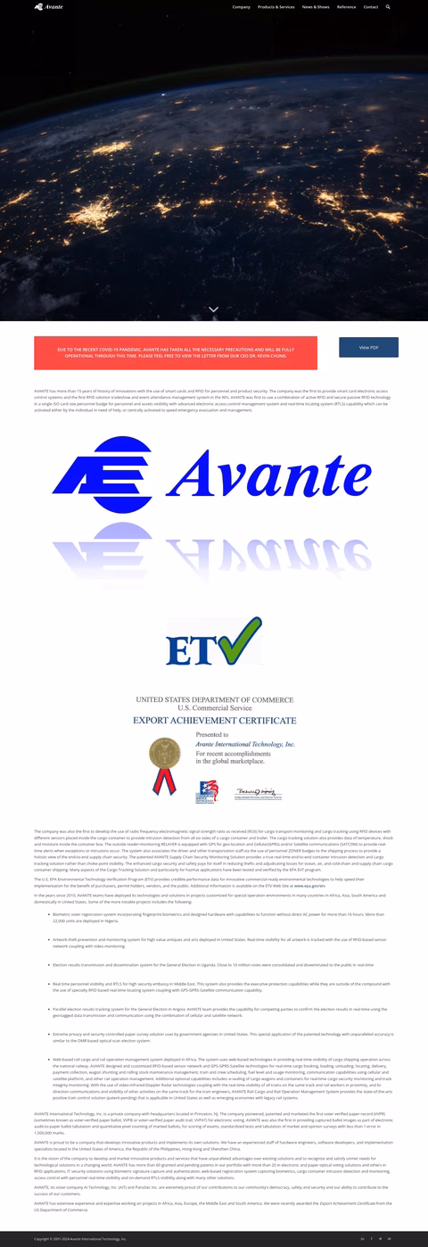 Avante-International-Technology Homepage 1440px