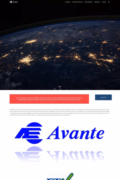 Avante-International-Technology Homepage 1440px