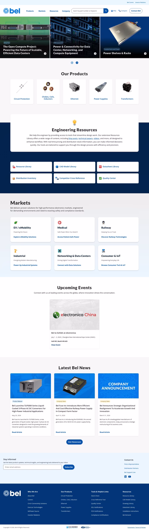 Bel-Fuse Homepage 1440px