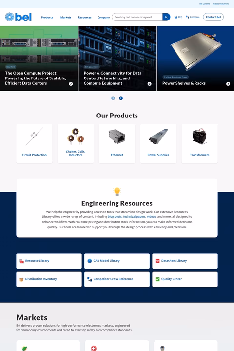 Bel-Fuse Homepage 1440px