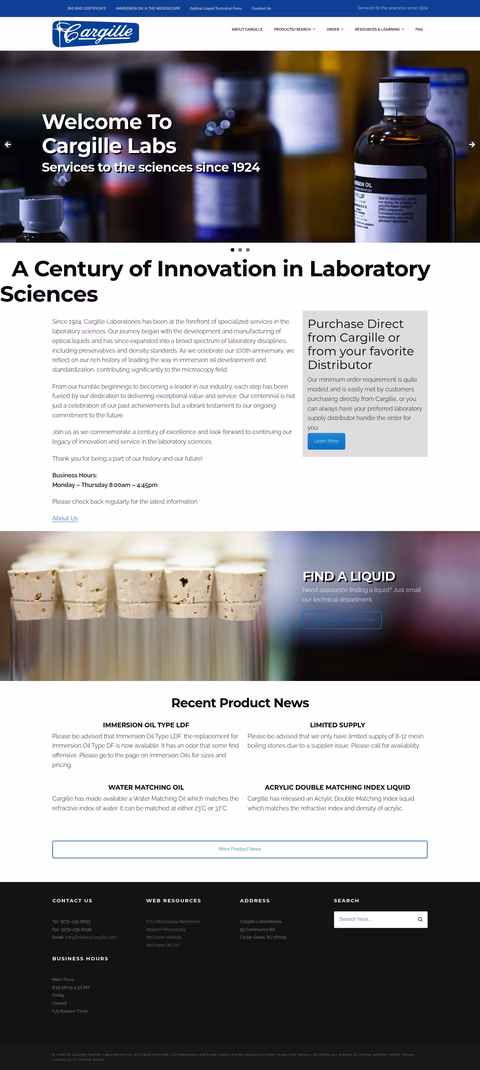 Cargille-Laboratories Homepage 1440px