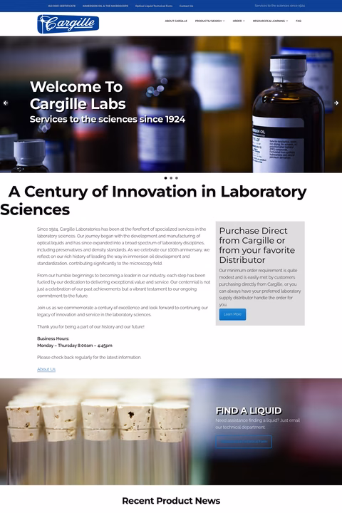 Cargille-Laboratories Homepage 1440px