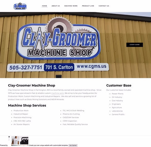 Clay-Groomer-Machine-Shop Homepage 1440px