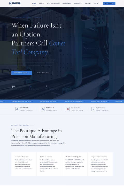 Comet-Tool-Company Homepage 1440px