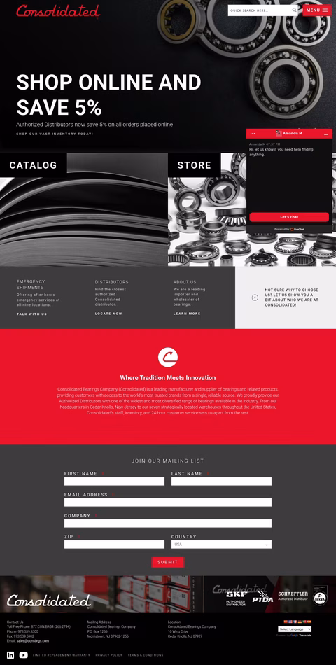 Consolidated-Bearings-Company Homepage 1440px