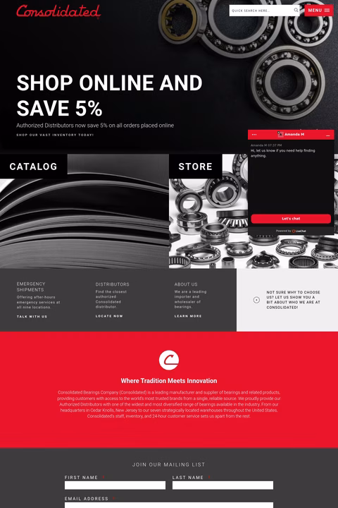 Consolidated-Bearings-Company Homepage 1440px