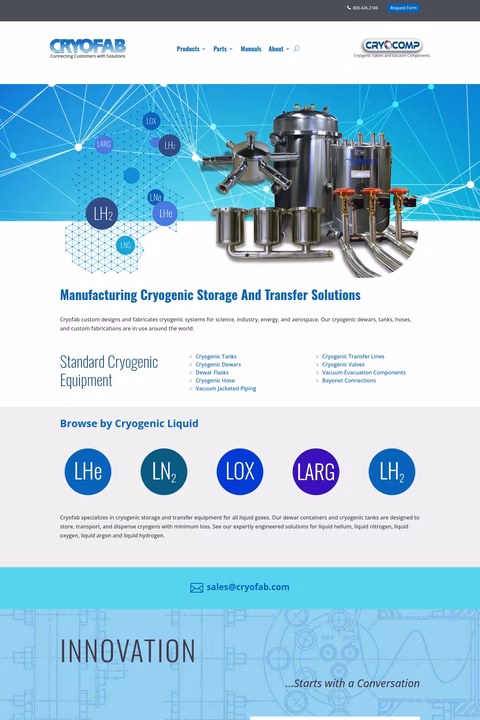 Cryofab Homepage 1440px