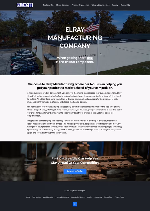 Elray-Manufacturing-Company Homepage 1440px