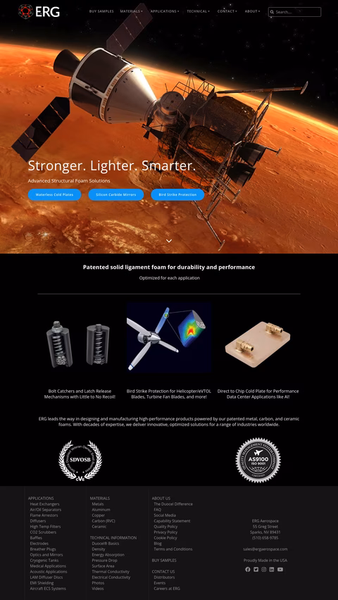 Erg-Aerospace Homepage 1440px