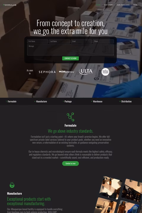 Formulab Homepage 1440px