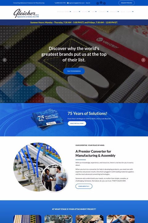 Gleicher-Manufacturing Homepage 1440px