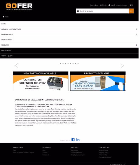 Gofer-Parts Homepage 1440px