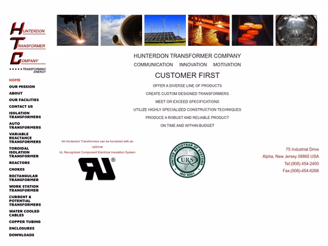 Hunterdon-Transformer-Company Homepage 1440px