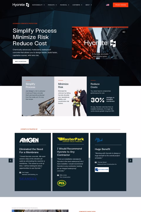 Hycrete Homepage 1440px