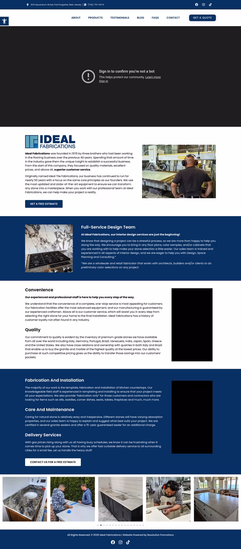 Ideal-Fabrications Homepage 1440px