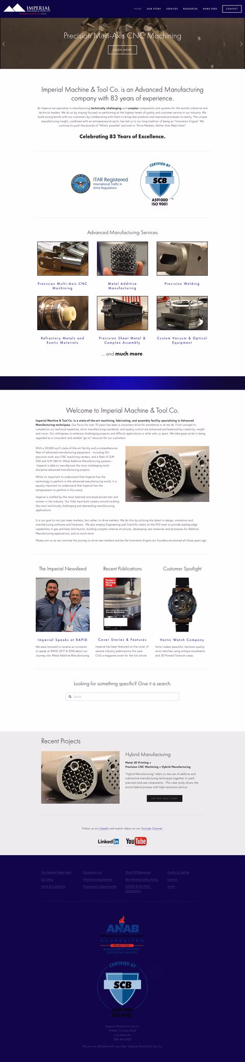 Imperial-Machine-Tool-Company Homepage 1440px