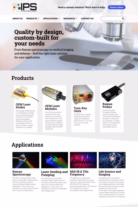 Innovative-Photonic-Solutions Homepage 1440px