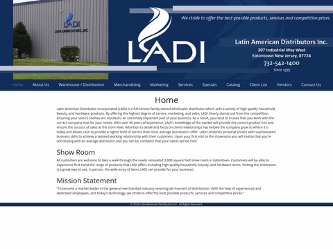 Latin-American-Distributor-Inc Homepage 1440px