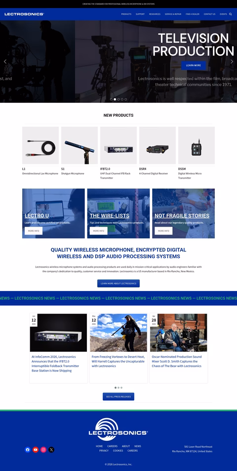Lectrosonics Homepage 1440px