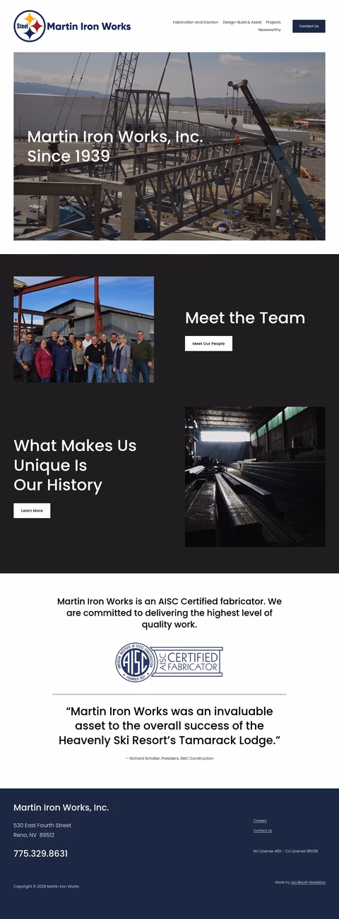 Martin-Iron-Works Homepage 1440px