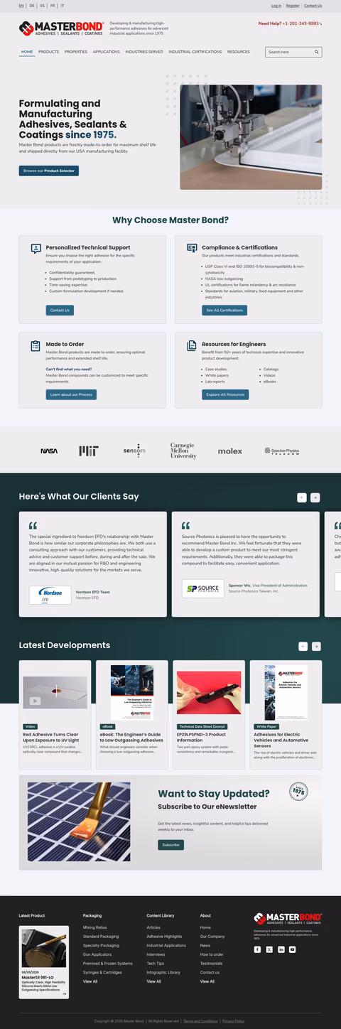 Master-Bond Homepage 1440px
