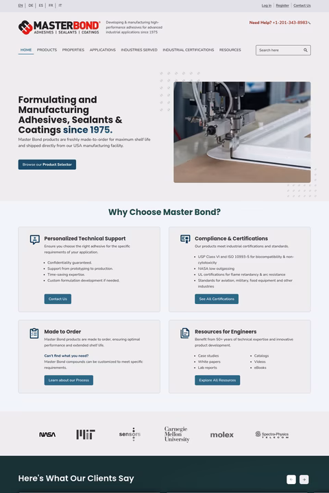 Master-Bond Homepage 1440px