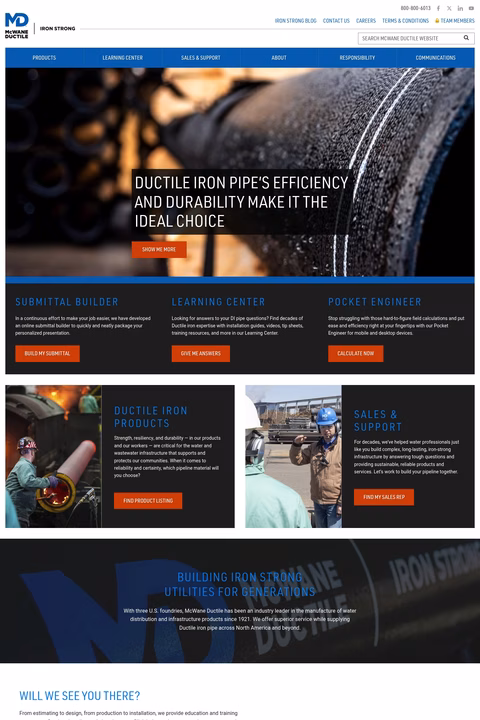 Mcwane-Ductile Homepage 1440px