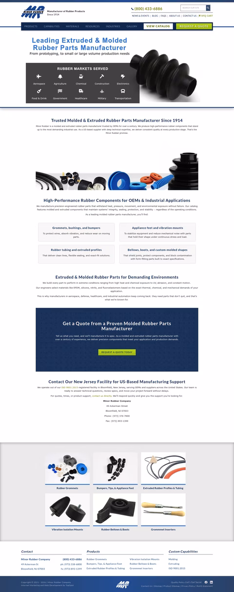 Minor-Rubber-Company Homepage 1440px
