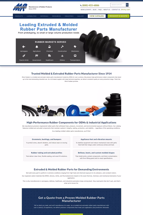 Minor-Rubber-Company Homepage 1440px
