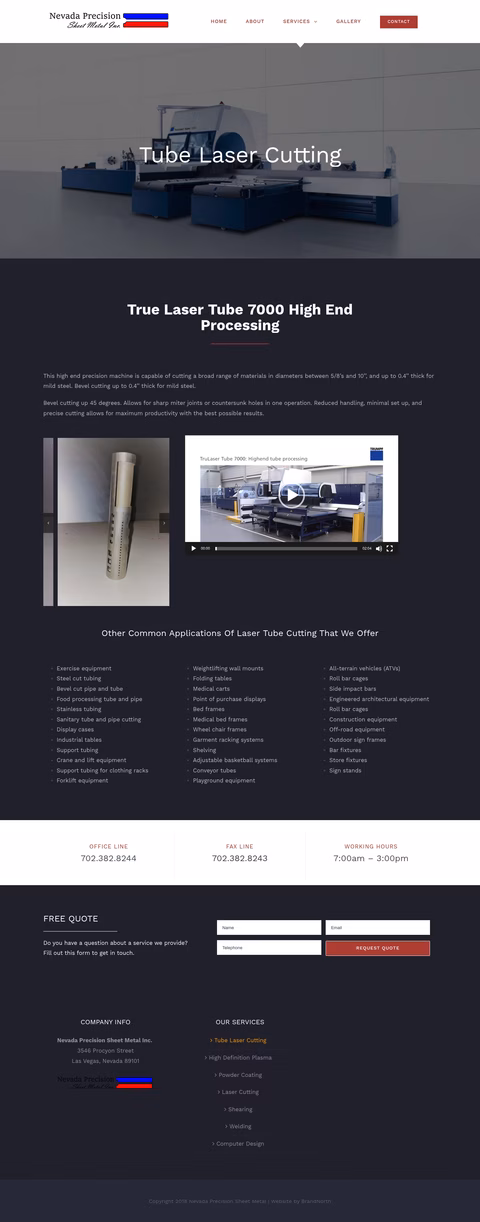 Nevada-Precision-Sheet-Metal Homepage 1440px