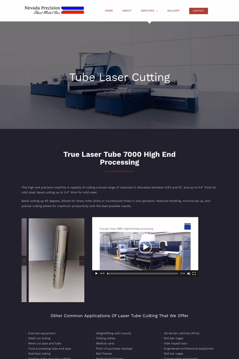 Nevada-Precision-Sheet-Metal Homepage 1440px