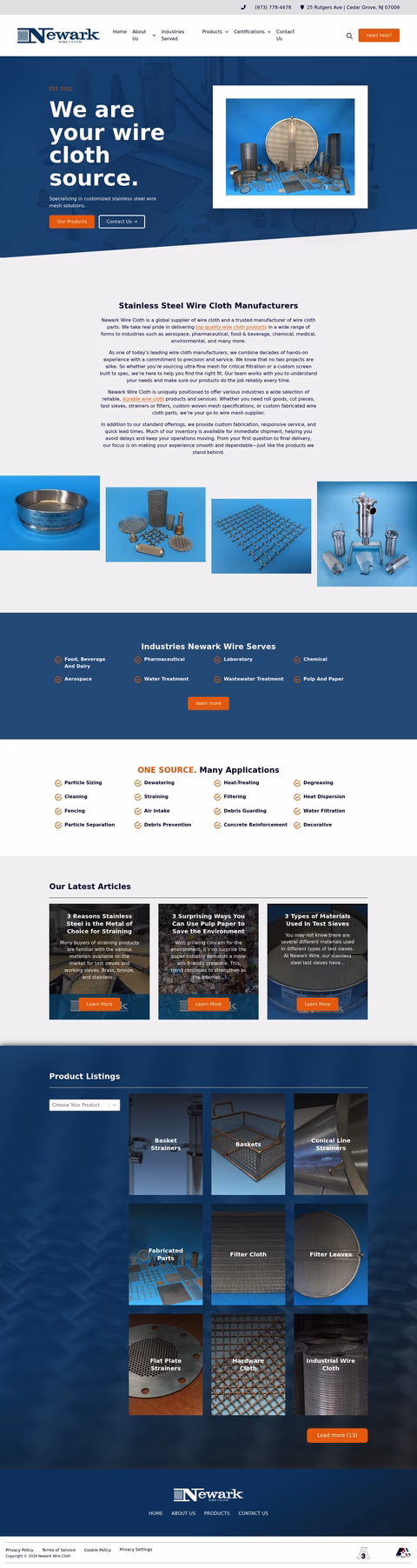 Newark-Wire-Cloth Homepage 1440px