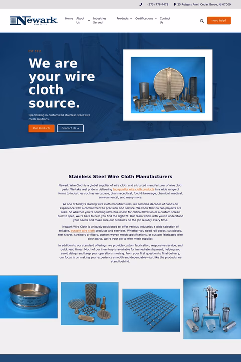 Newark-Wire-Cloth Homepage 1440px