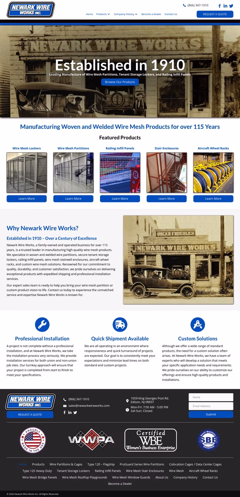 Newark-Wire-Works Homepage 1440px
