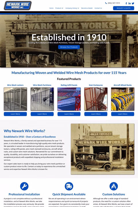 Newark-Wire-Works Homepage 1440px